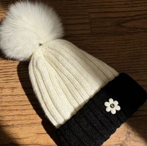 Chanel TwoTone Pom Pom Knit Beanie